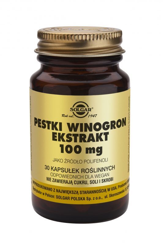 Solgar Polska Pestki z winogron ekstrakt 100mg x30 kapsułek