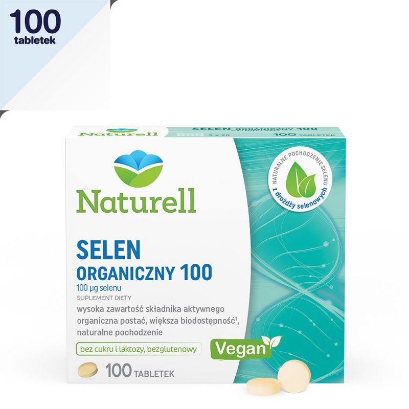 NATURELL AB Selen organiczny 100 zdrowe włosy i paznokcie 100 tabletek Naturell