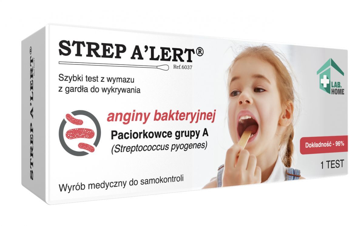 ZBADAJSIE SP Z O.O Strep Alert Test na anginę bakteryjną wymaz z gardła na paciorkowce) 1 sztuka