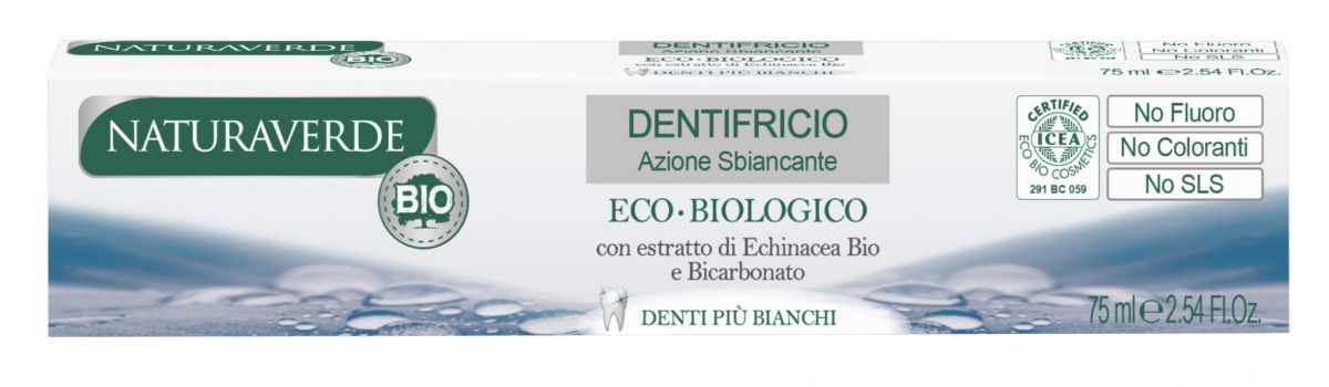 NATURAVERDE NATURAVERDE PASTA DO ZĘBÓW DELIKATNE WYBIELANIE BIO EKO BEZ FLUORU 75 ML 8029241123820