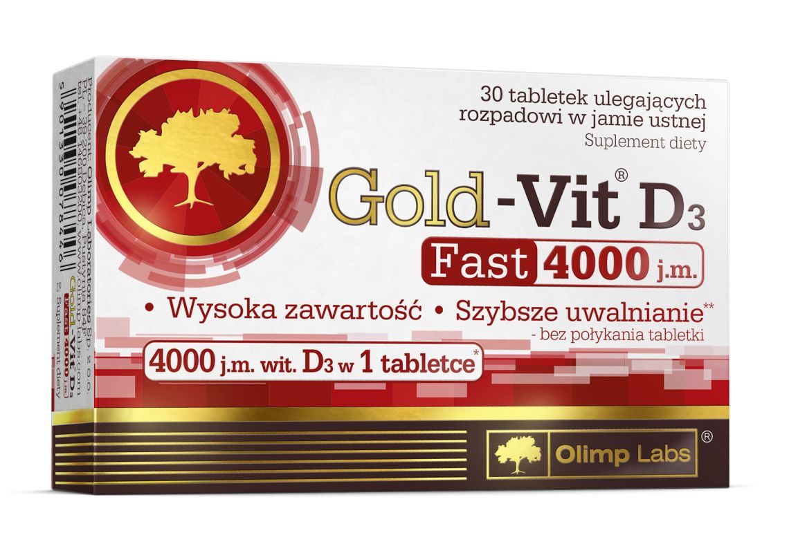 Olimp Gold-Vit D3 Fast 4000 j.m, suplement diety, 30 tabletek ulegających rozpadowi w jamie ustnej  3673521