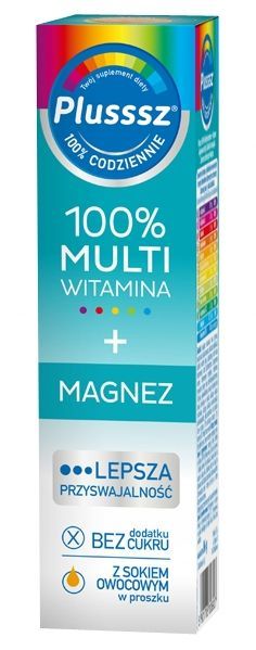 Polski Lek Plusssz 100% Multiwitamina + Magnez 20 tabletek musujących