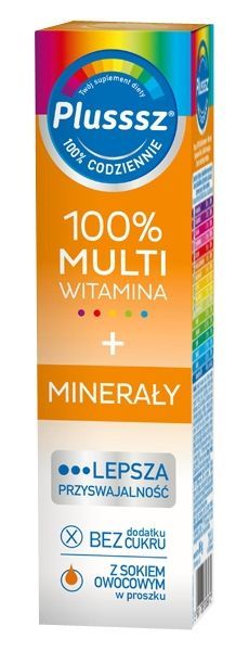 Polski Lek Plusssz 100% Multiwitamina + Minerały 20 tabletek musujących