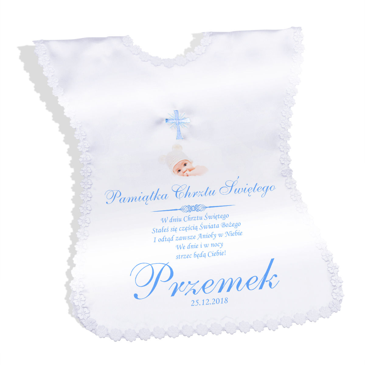 Szatka Niebieski Krzyż Chrzest Pamiątka Dowolne Zdjęcie Grafika