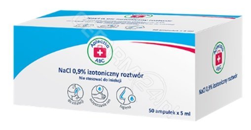 NaCl 0,9% izotoniczny roztwór x 50 amp po 5 ml (Apteczka ABC)