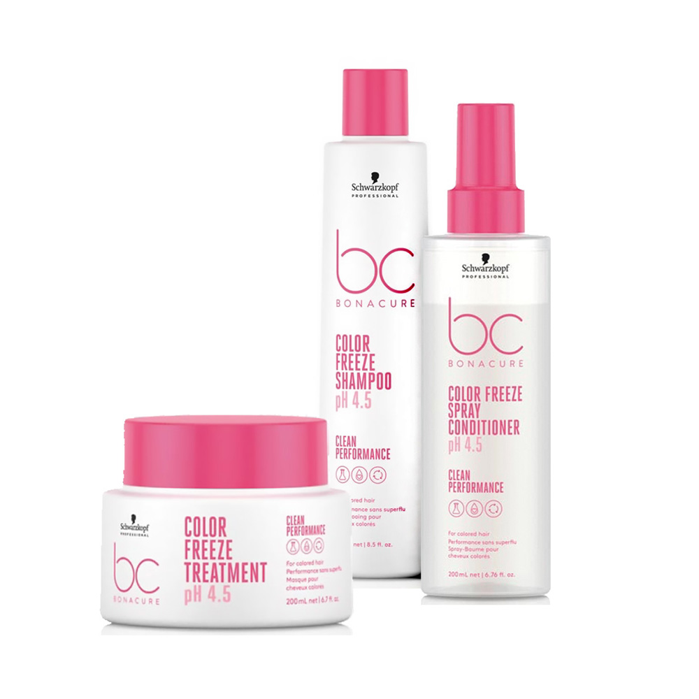 Schwarzkopf BC Color Freeze pH 4.5, zestaw do włosów farbowanych, szampon + odżywka w sprayu + maska
