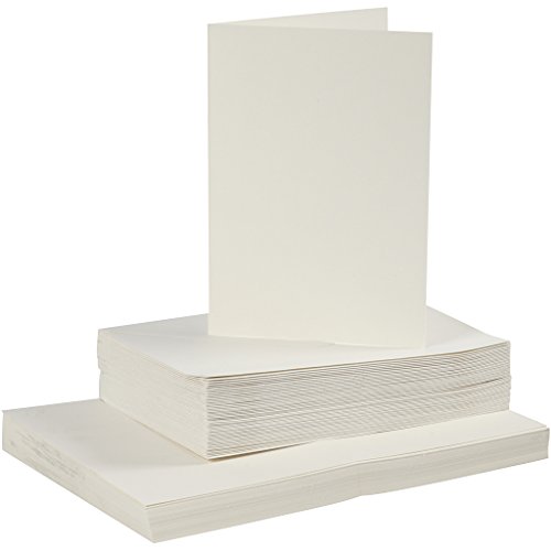 Zestawy kart i kopert, rozmiar karty 10,5 x 15 cm, rozmiar koperty 11,5 x 16,5 cm, biała, 50 zestawów