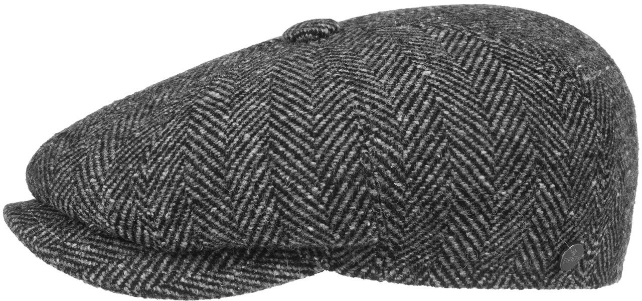 Płaski Kaszkiet Jodełka by Lierys, czarny, S (54-55 cm)