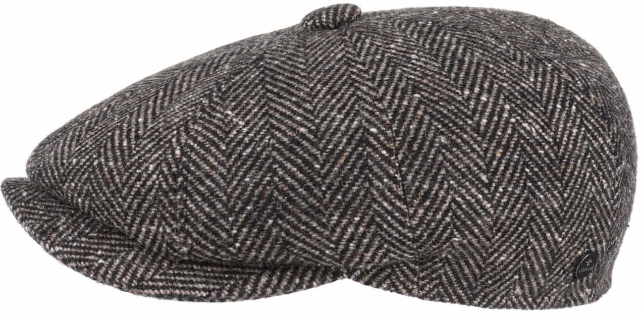 Płaski Kaszkiet Jodełka by Lierys, ciemnobeżowy, M (56-57 cm)