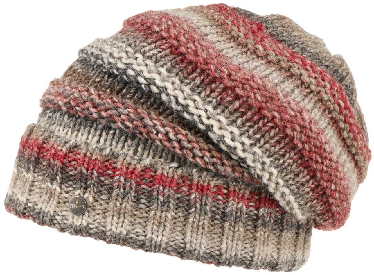 Czapka z Mankietem Bernardo Oversize by Lierys, szaro-czerwony, One Size