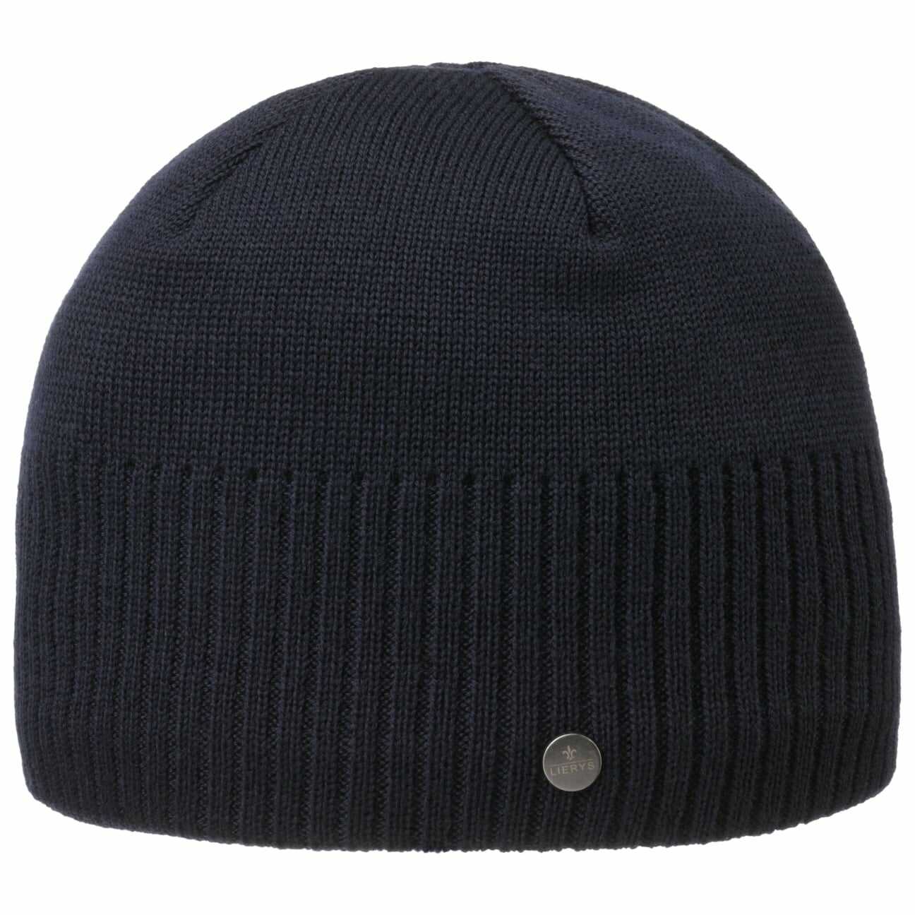 Czapka Beanie Fine Rip Merino by Lierys, niebieski, One Size