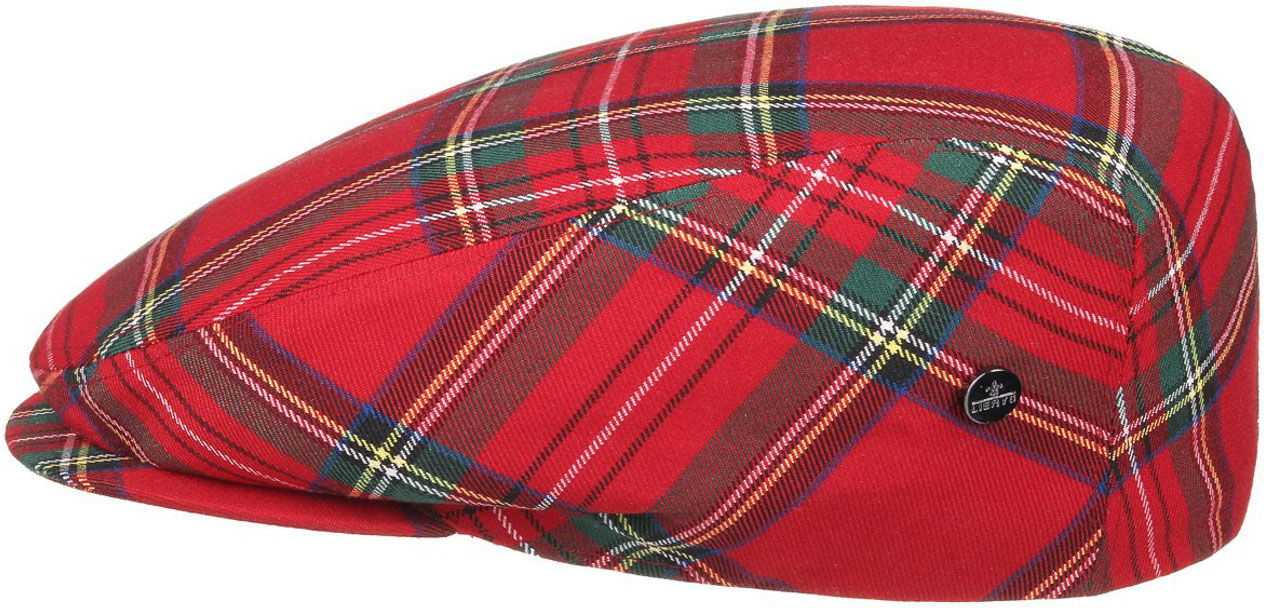 Tartan Check Flat Cap by Lipodo, czerwony, 57 cm