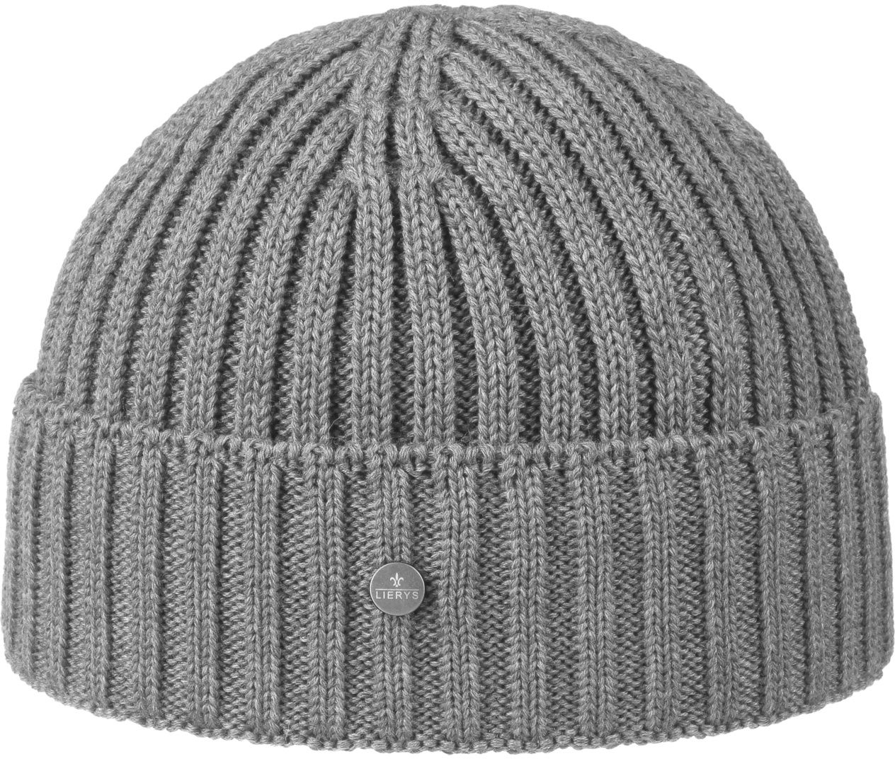 Czapka z Dzianiny Ściągaczowej Merino by Lierys, szary, One Size