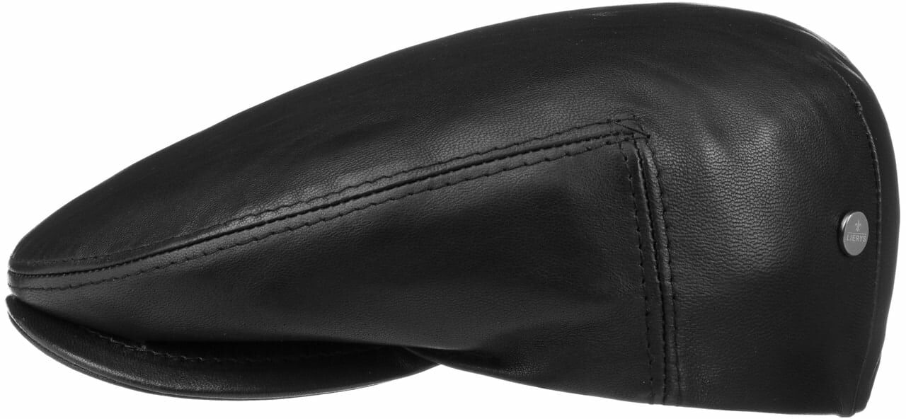 Płaski Kaszkiet Skóra Nappa by Lierys, czarny, 56 cm