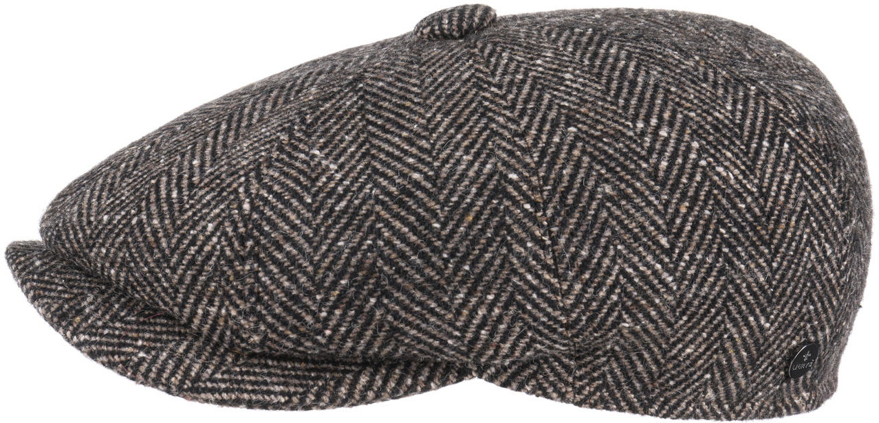 Płaski Kaszkiet Jodełka by Lierys, ciemnobeżowy, S (54-55 cm)