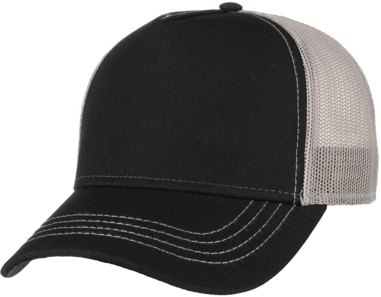 Czapka Trucker Rapper Canvas, czarno-szary, One Size