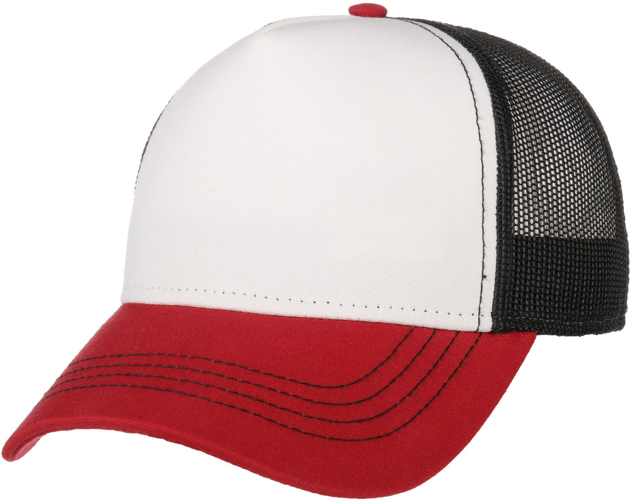 Czapka Trucker Rapper Canvas, biało-czerwony, One Size