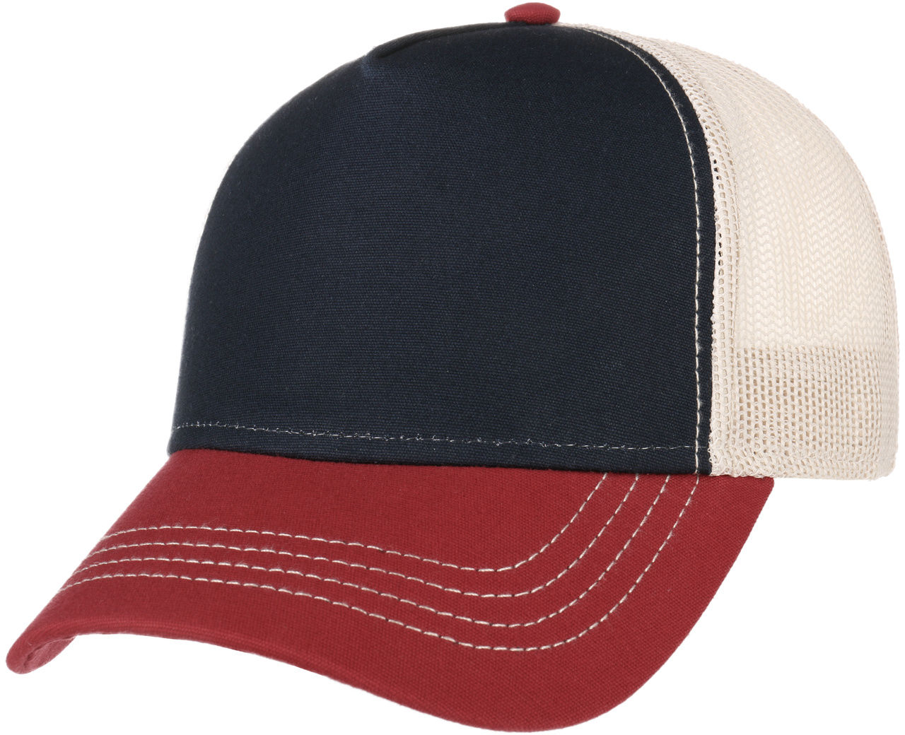 Czapka Trucker Rapper Canvas, niebiesko-czerwony, One Size