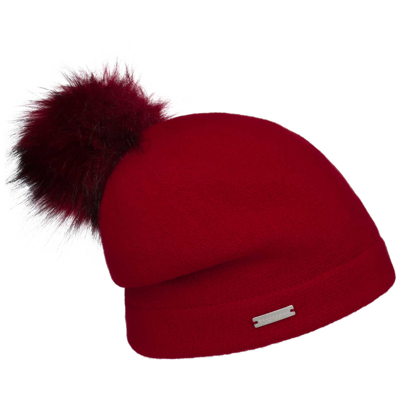 Czapka z Sukna Wełnianego Tamisa Pompon by Seeberger, czerwony, One Size