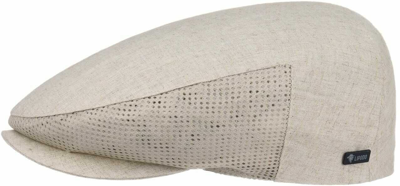 Płaski Kaszkiet Len z Mesh by Lipodo, beżowy, 59 cm
