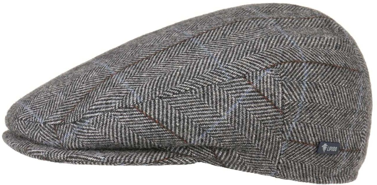 Płaski Kaszkiet z Wzorem w Kratkę by Lipodo, antracytowy, 57 cm