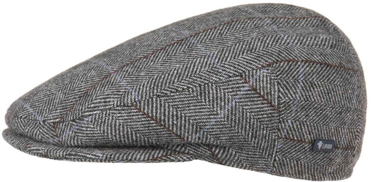 Płaski Kaszkiet z Wzorem w Kratkę by Lipodo, antracytowy, 61 cm