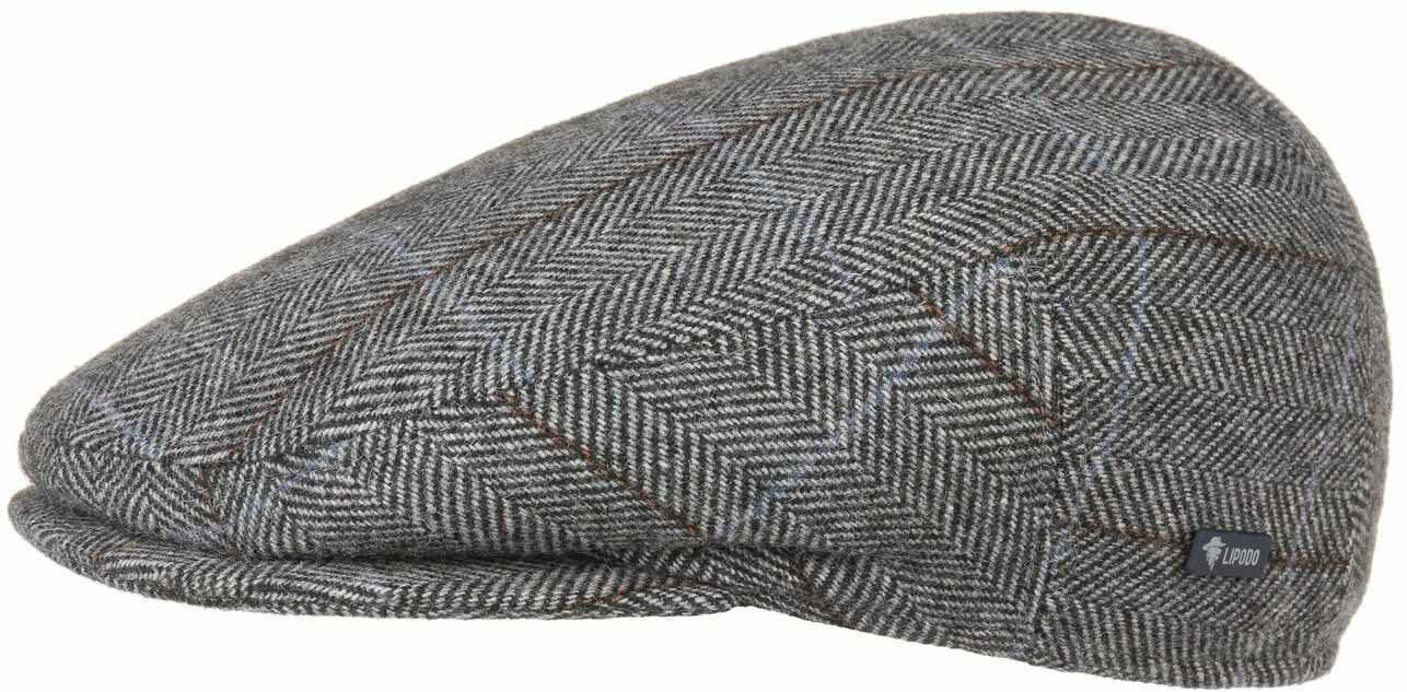 Płaski Kaszkiet z Wzorem w Kratkę by Lipodo, antracytowy, 53 cm