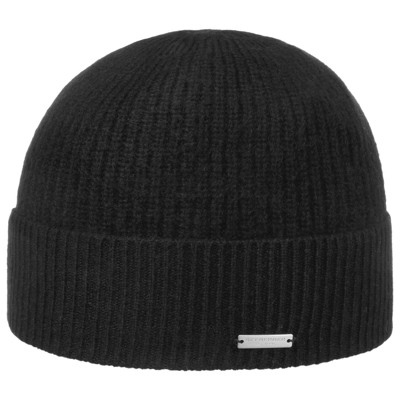 Czapka z Mankietem Sporty Kaszmir by Seeberger, czarny, One Size