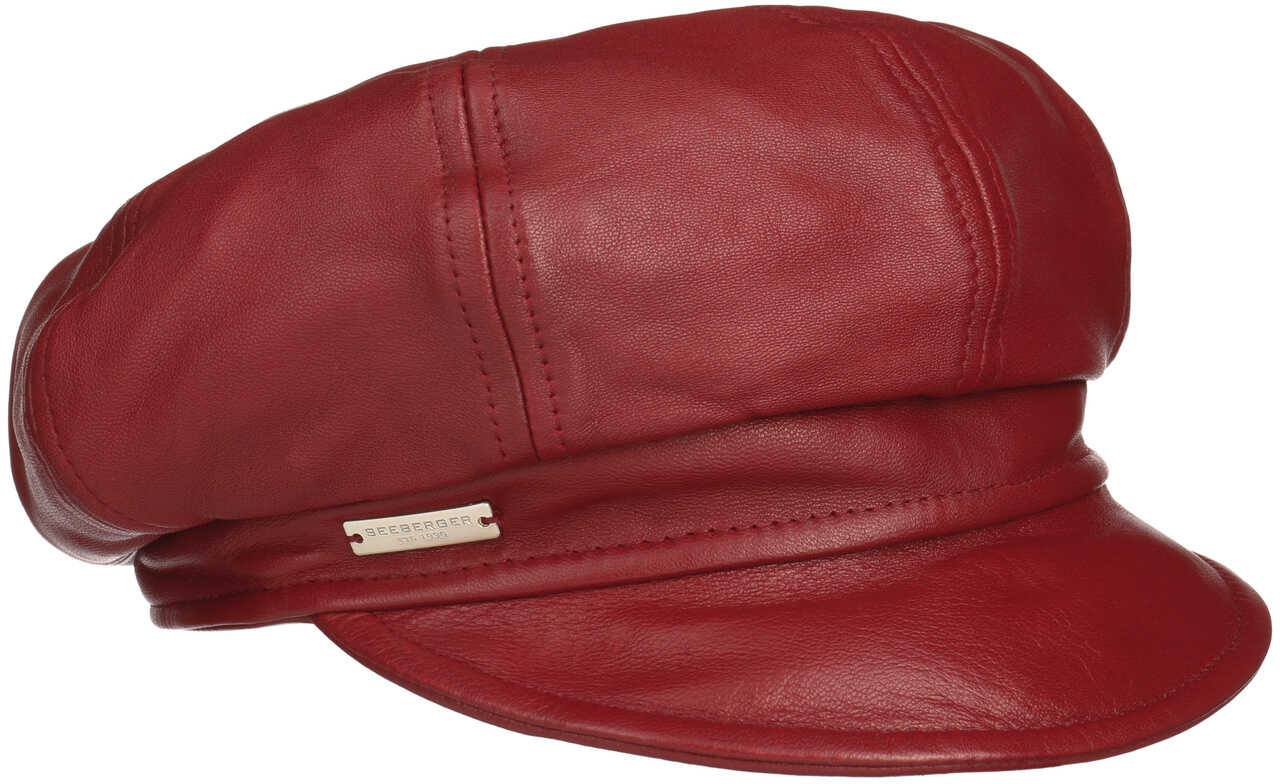 Czapka Newsboy Skóra by Seeberger, czerwony, S (54-55 cm)