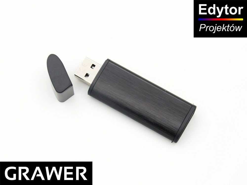 Pendrive czarno-czarny 32 GB Pamięć USB prezent z Grawerem