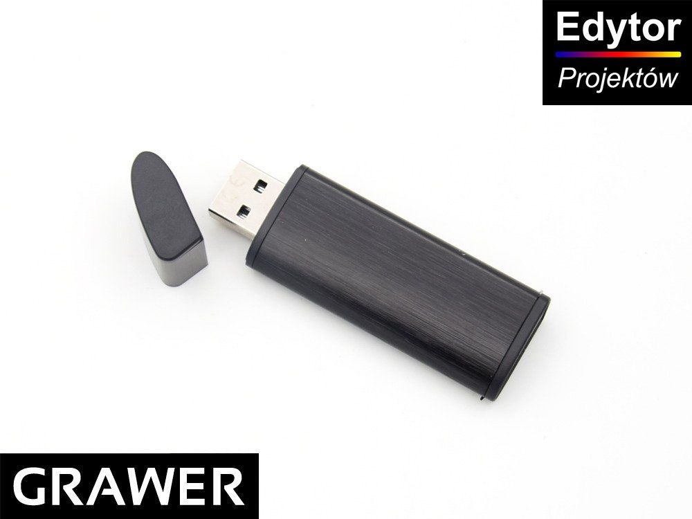 Pendrive czarno-czarny 64 GB Pamięć USB prezent z Grawerem