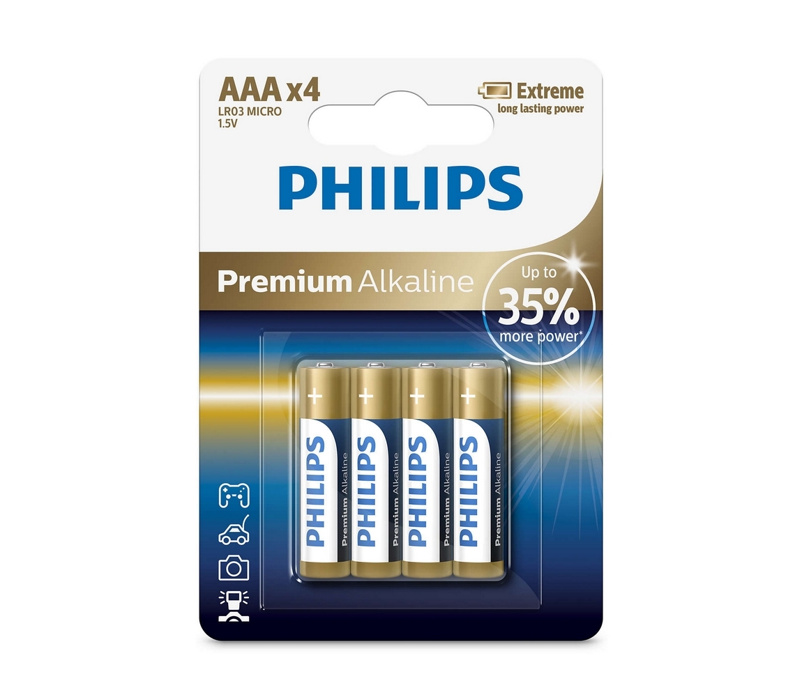 Philips LR03M4B/10 - 4 ks Bateria alkaliczna AAA PREMIUM ALKALINE 1,5V