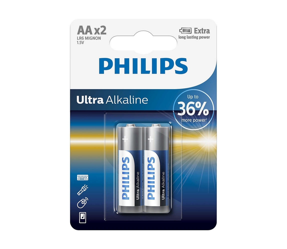 Philips Bateria alkaliczna Ultra LR6 AA 1.5V 2 sztuki LR6E2B/10