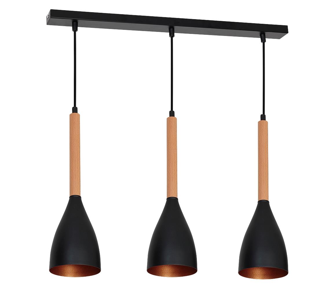 Lampa wisząca Muza, 3-punktowa, czarna/złota