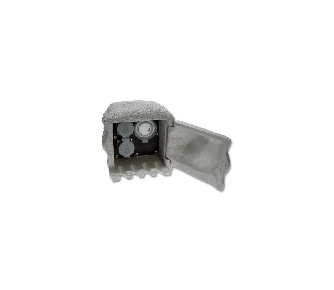 Ecolite XSTA-222GT - Zewnętrzny słupek zasilający z timerem 2Z IP44