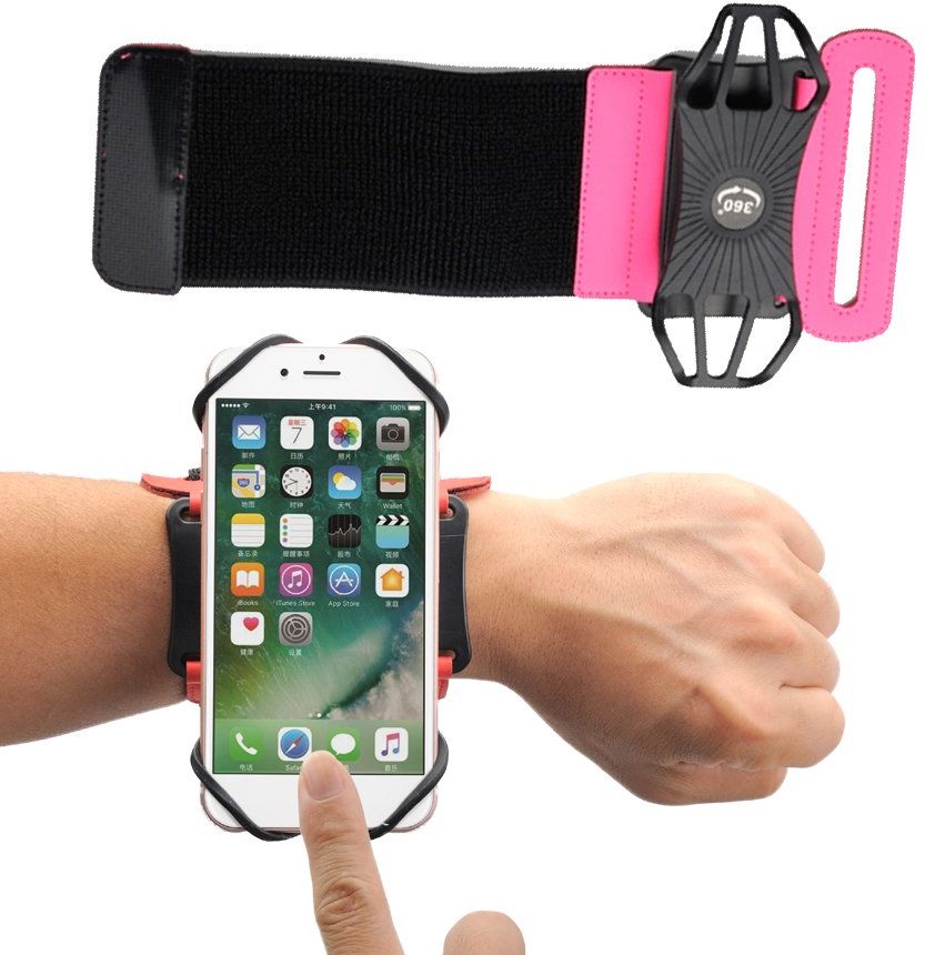 Etui i futerały do telefonów - Braders Etui opaska sportowa na nadgarstek armband do biegania na telefon do 6'' cali różowy - grafika 1