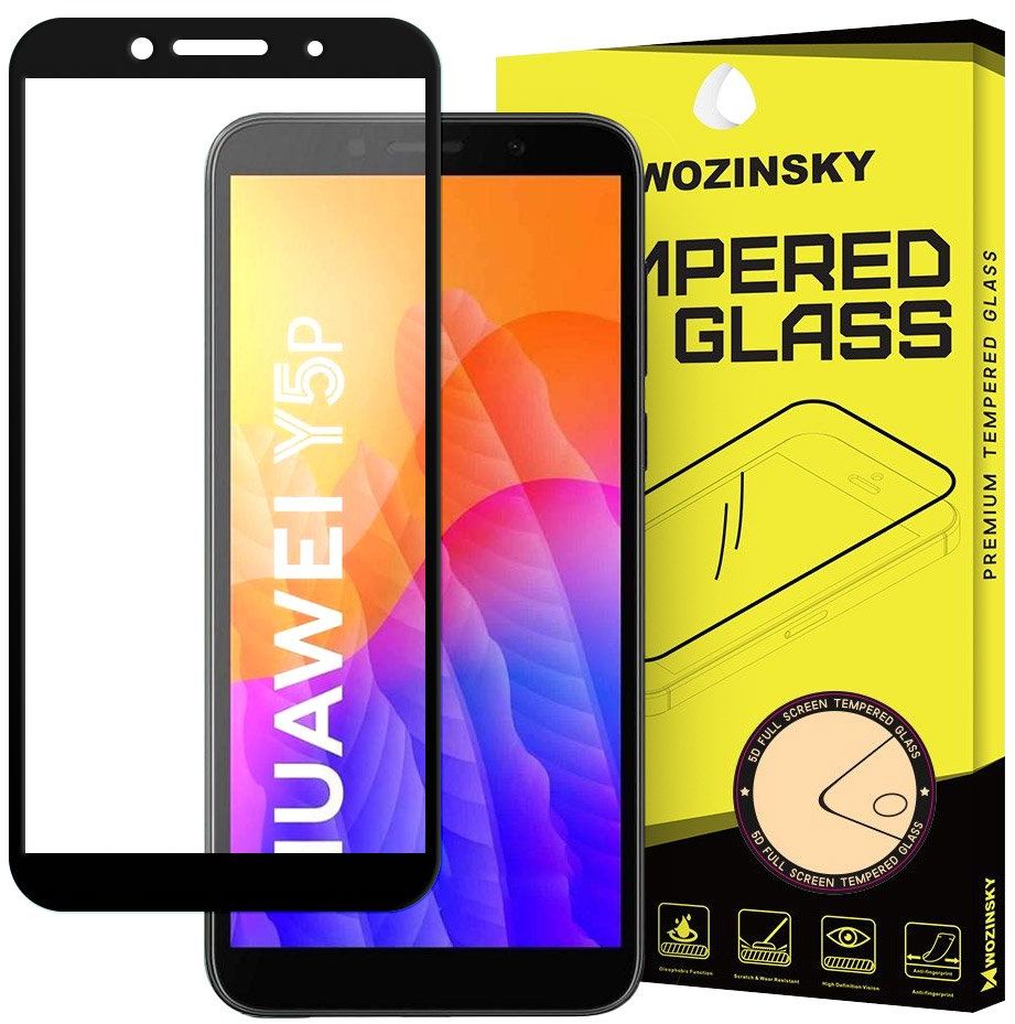 Wozinsky super wytrzymałe szkło hartowane Full Glue na cały ekran z ramką Case Friendly Huawei Y5p czarny