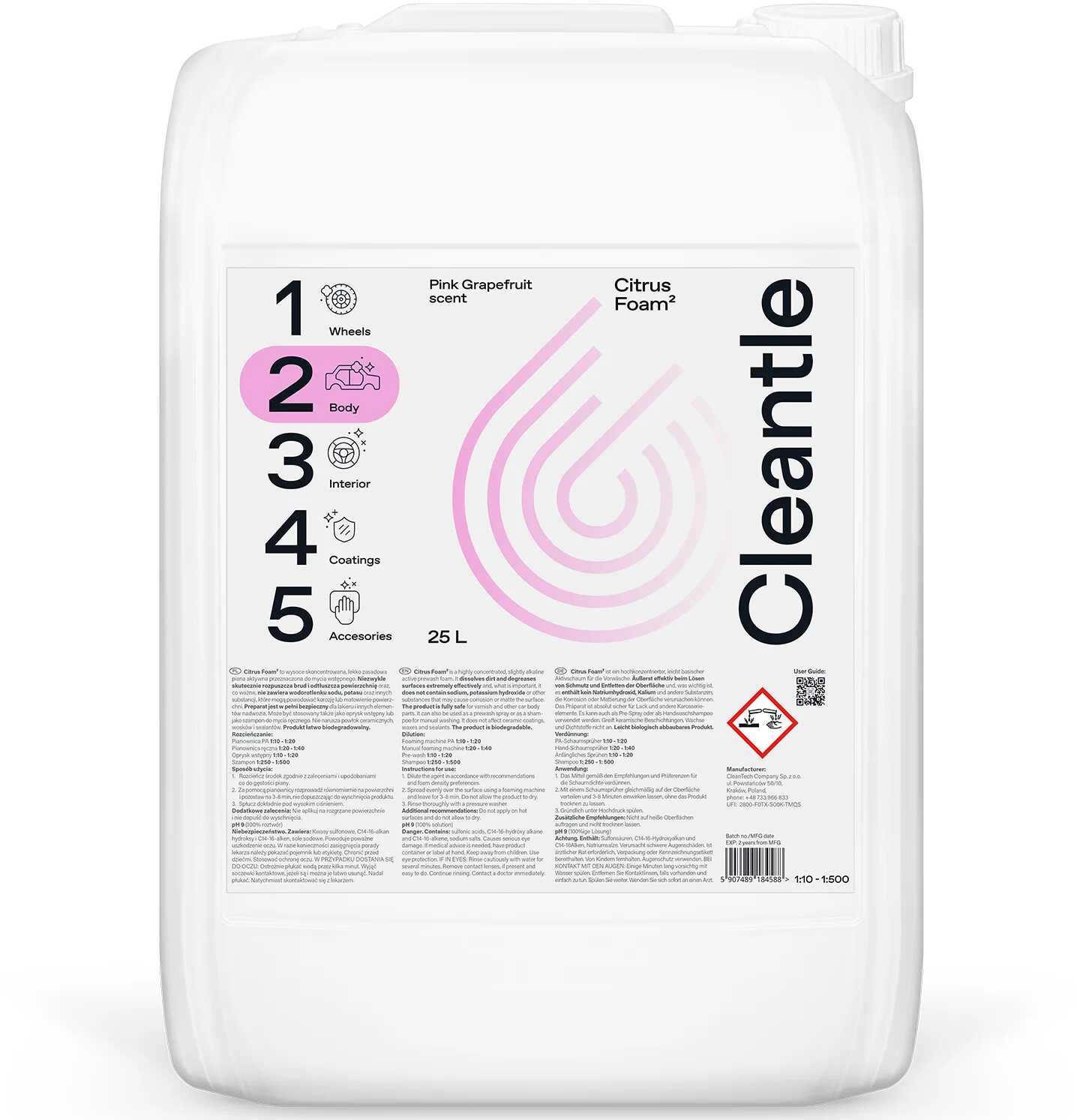 Cleantle Citrus Foam2  lekko zasadowa piana aktywna 25L