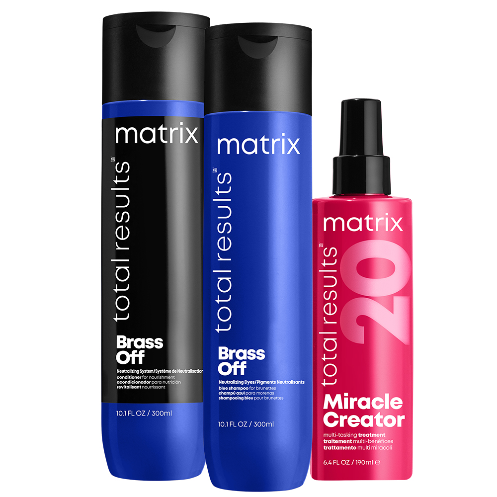 Matrix Brass Off, zestaw ochładzający kolor, szampon + odżywka + termoochrona