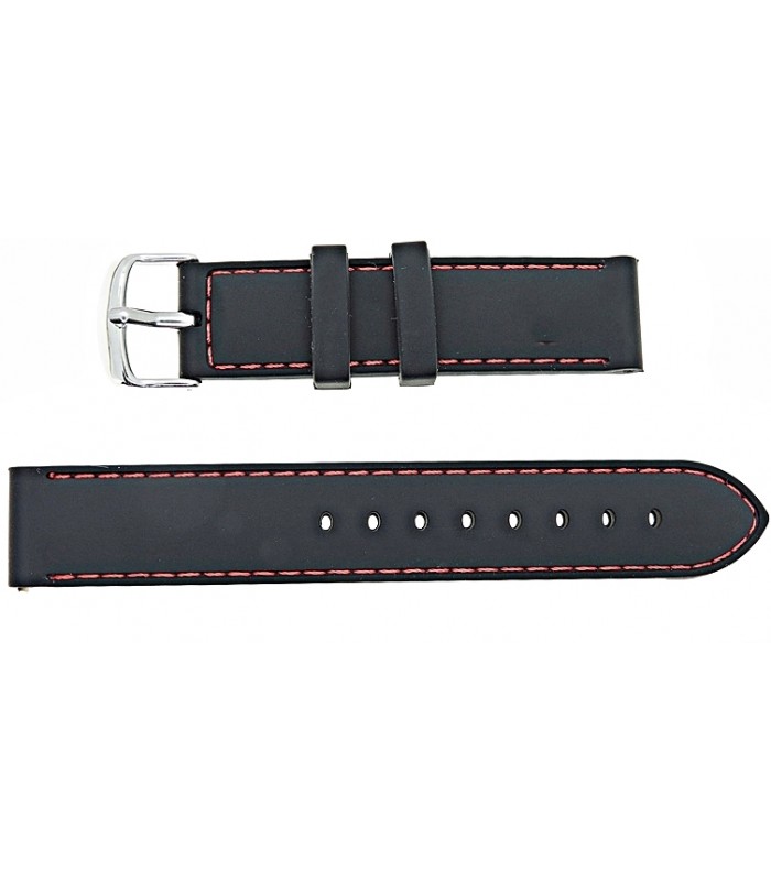 PASEK TEKLA 22MM SILIKONOWY CZARNY Z CZERWONYM OBSZYCIEM S12 - W KRAKOWIE