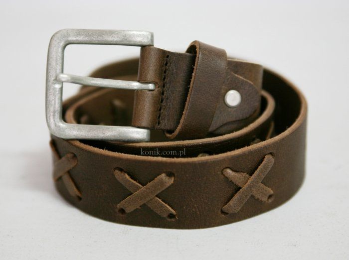 PIKEUR Pasek skórzany brąz