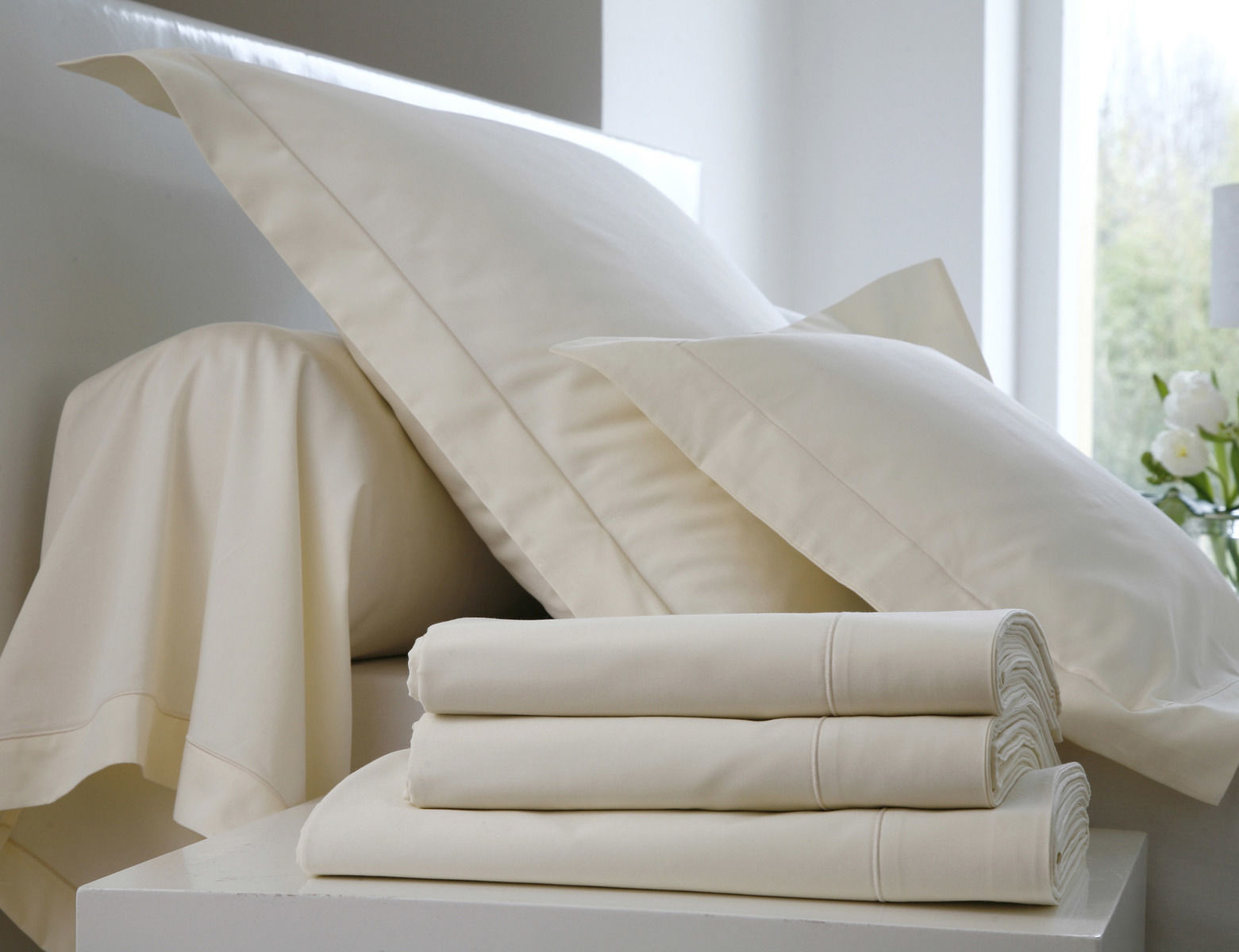 Blanc Des Vosges Prześcieradło perkalowe bez ściągacza UNI Kremowe