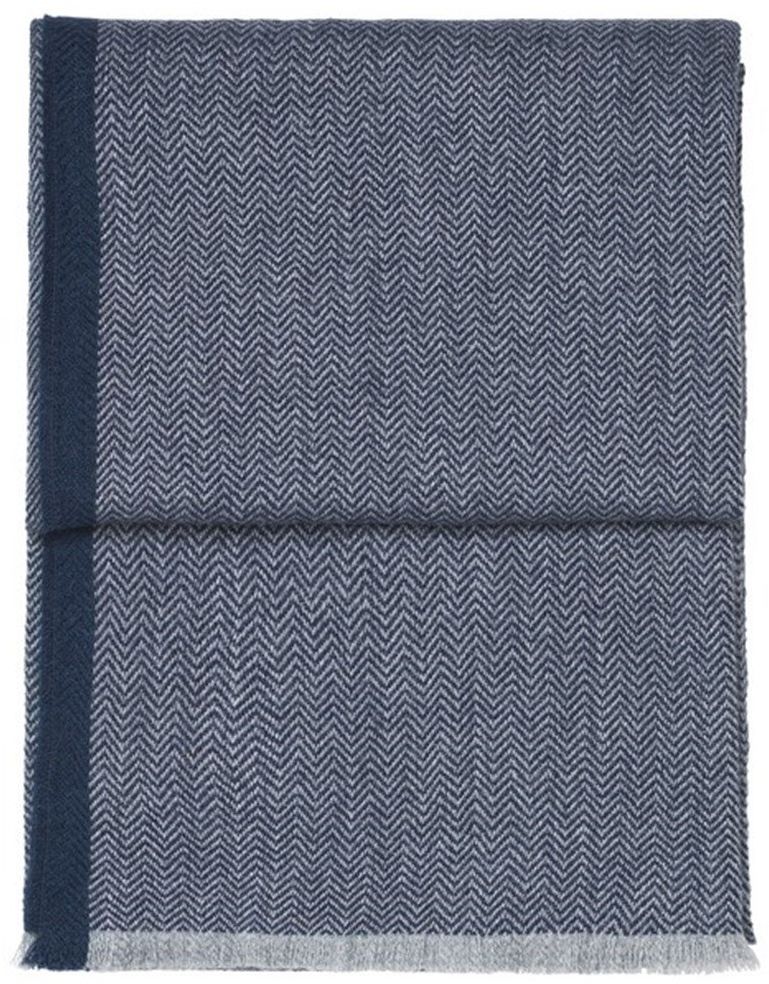 Elvang Pled wełniany Herringbone Dark Blue Grey