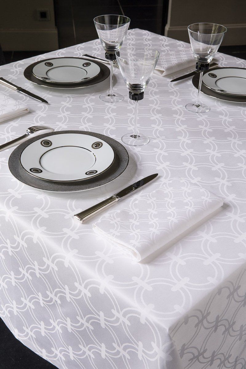 Le Jacquard Fran ais Obrus żakardowy Anneaux Biały
