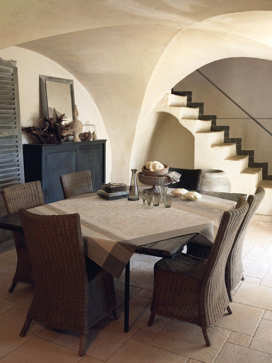 Le Jacquard Fran ais Obrus żakardowy powlekany Provence Enduite Beżowy