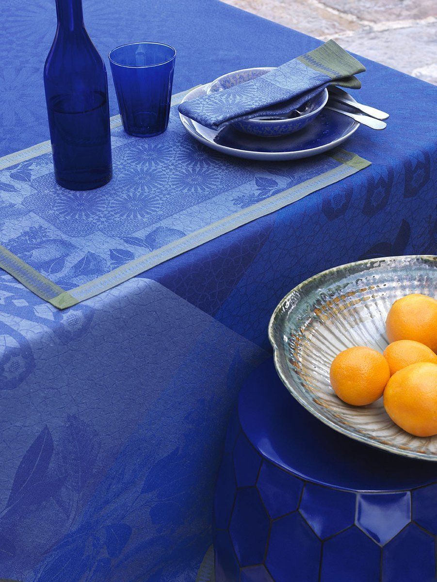 Le Jacquard Fran ais Podkładka żakardowa na stół Jardin d''Orient Niebieska