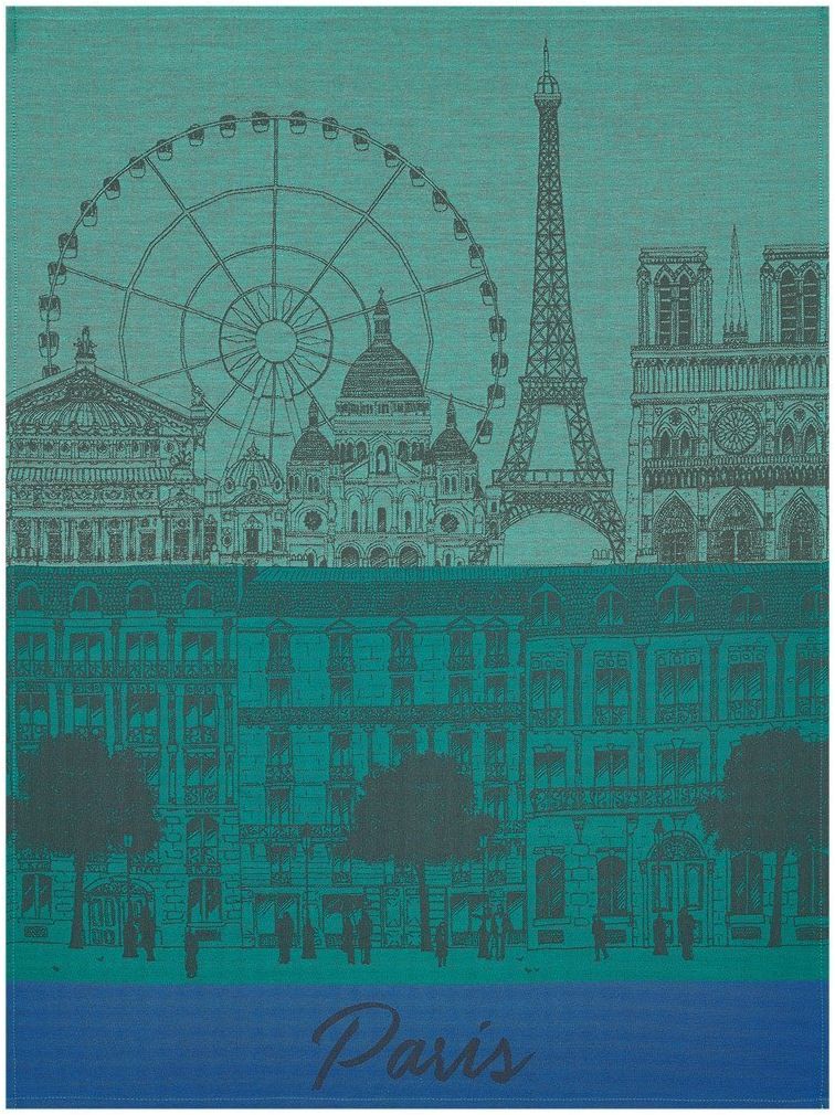 Le Jacquard Fran ais Ściereczka kuchenna Paris Panorama Zielona