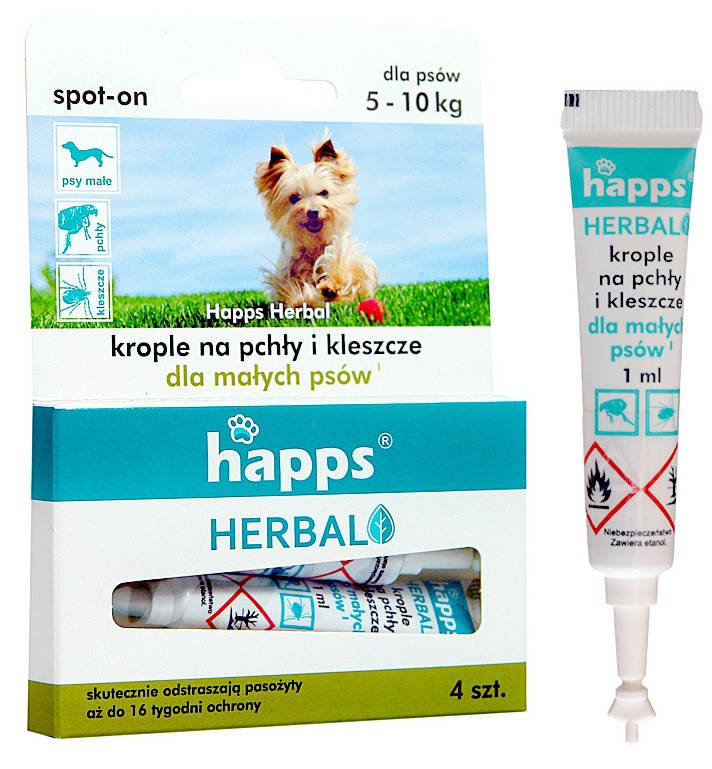 Bros Sp z o.o HAPPS Herbal krople na pchły i kleszcze dla małych psów 5-10kg BROS-1612