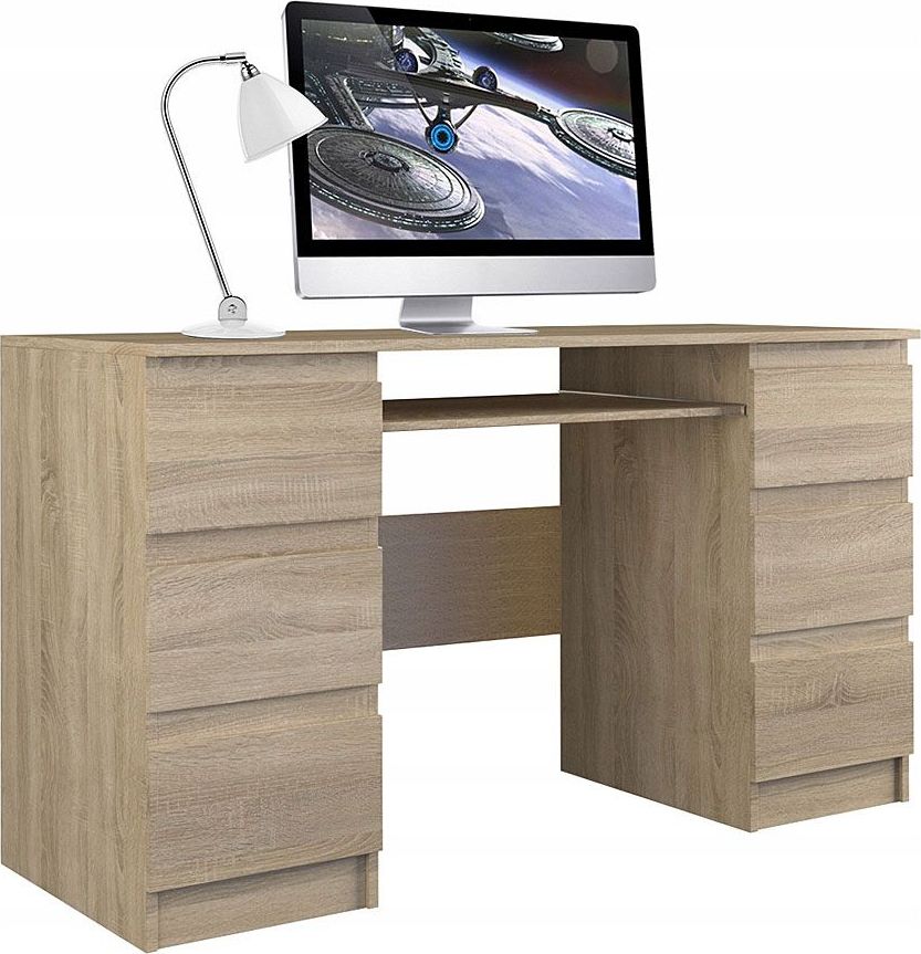 Biurko Elior Liner 2X Jasnobrązowe 130 cm x 51 cm