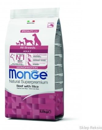 MONGE MONOPROTEIN WOŁOWINA Z RYŻEM 12KG